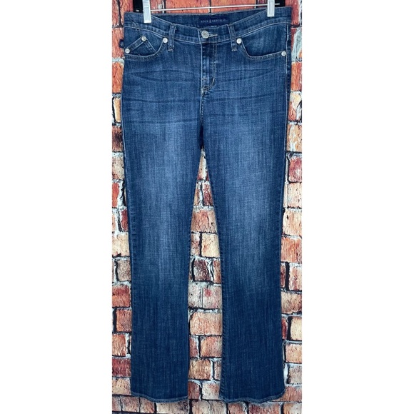 Rock & Republic Jeans 10 Women Med Wash Kasandra Straight Leg Stretch Blue Denim - Picture 3 of 4